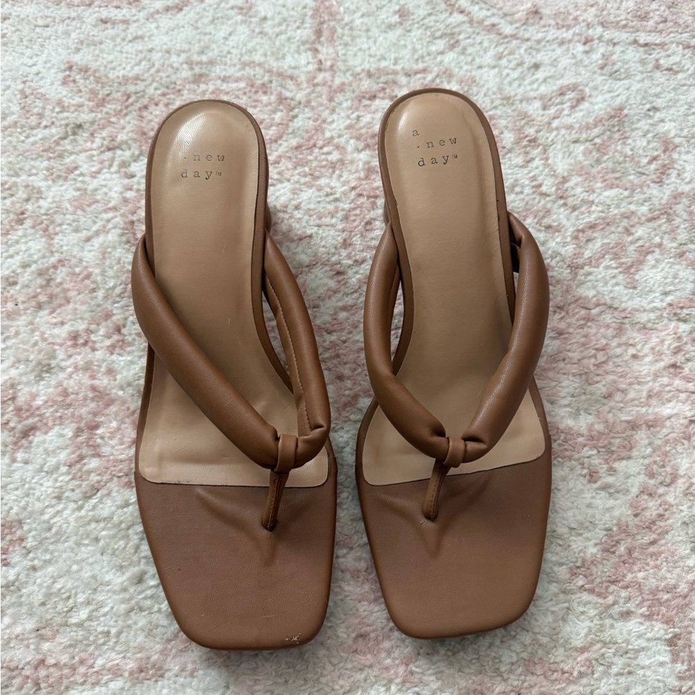 A New Day Women's Tan Sandals— Short Heel